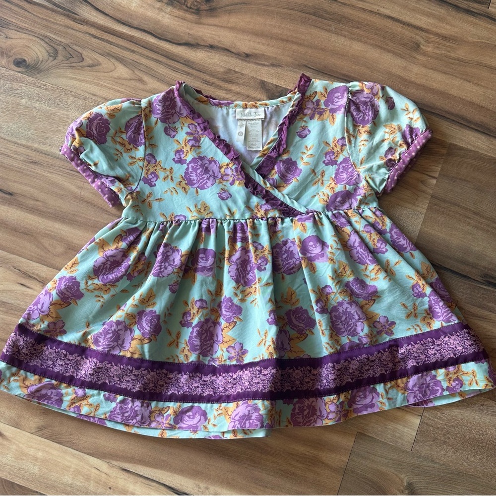 Matilda Jane Girls' Purple Floral Wrap-Style Top